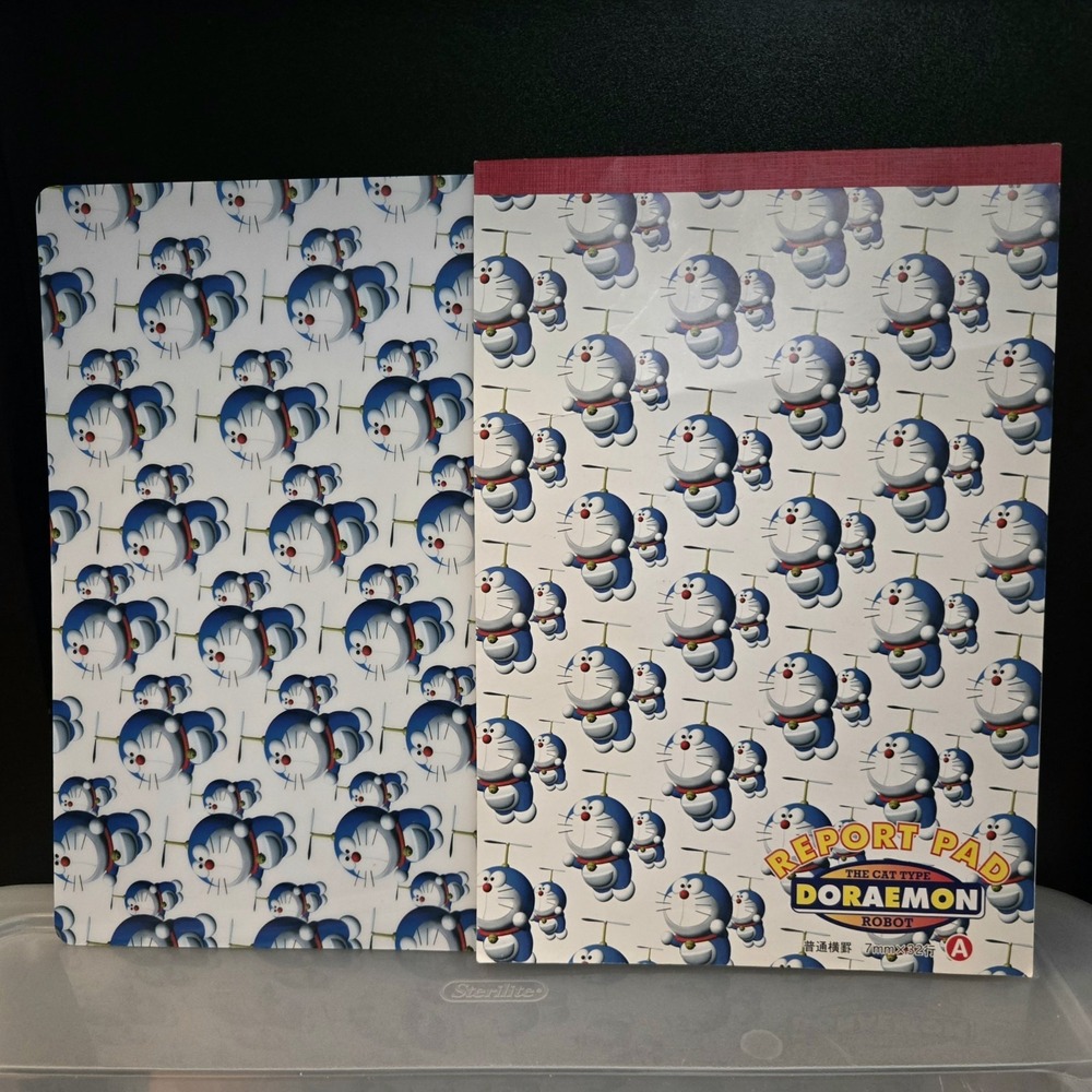 Vintage 90s Doraemon Take-Copter Memo Pad & B5 Plastic Overlay Showa Note Japan